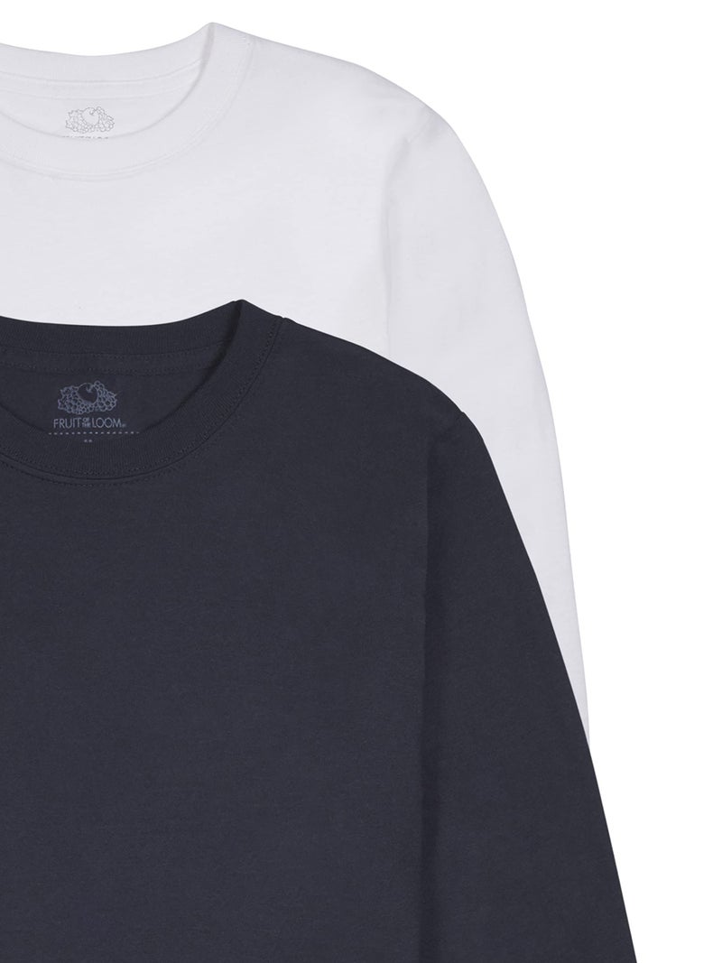 Fruit Of The Loom Boys Tag-free Cotton Tees (Assorted Color Multipacks) T-Shirt, Long Sleeve - 2 Pack - White/Black, Large US - Image 2